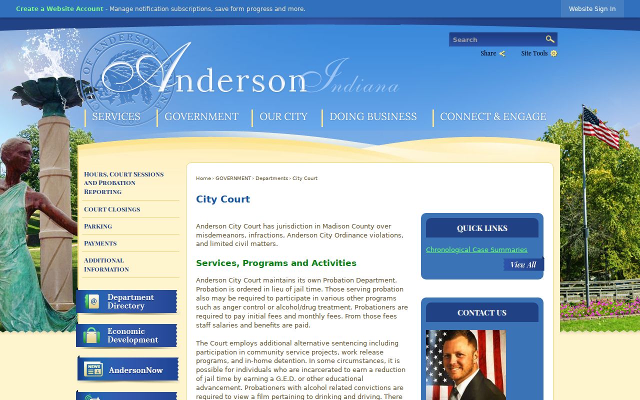 Anderson warrant records and City Court jurisdiction page
